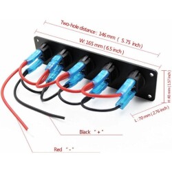 5'li ON-OFF Mavi Nokta Işıklı Anahtar Switch Panel 12V-24V - 2