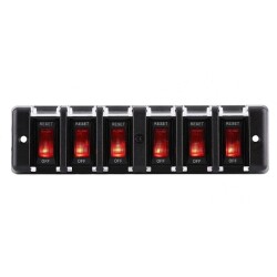 6-pin ON-OFF Red Light Switch Switch Panel 12V 16A 