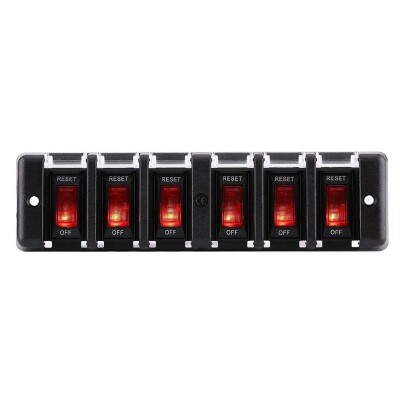 6'lı ON-OFF Kırmızı Işıklı Anahtar Switch Panel 12V 16A - 1