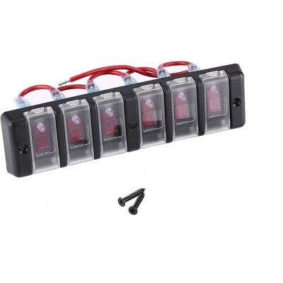 6'lı ON-OFF Kırmızı Işıklı Anahtar Switch Panel 12V 16A - 2