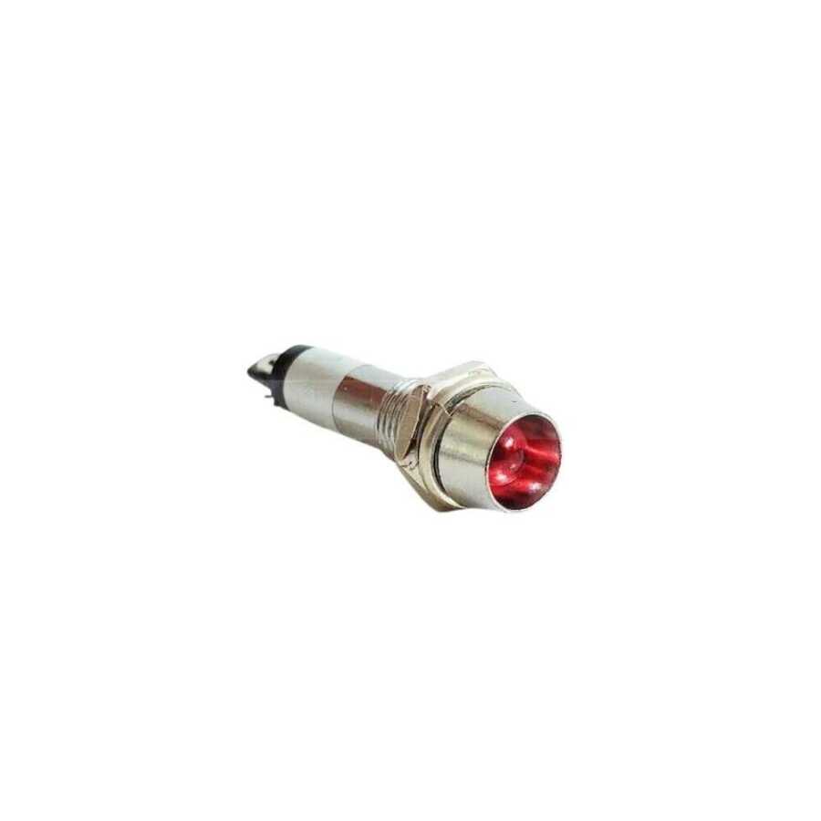  8mm 12v Metal Sinyal Lambası - Kırmızı