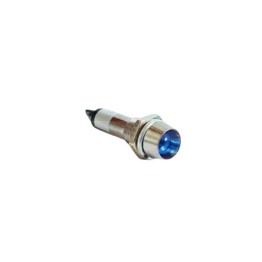  8mm 24v Metal Sinyal Lambası - Mavi