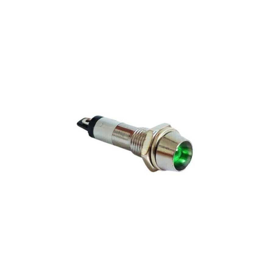  8mm 24v Metal Sinyal Lambası - Yeşil