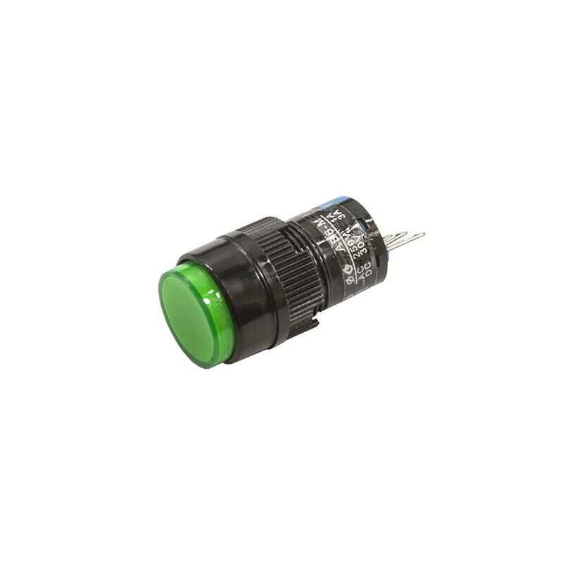  Ab6-m 16mm 24v Yeşil Yaylı Buton