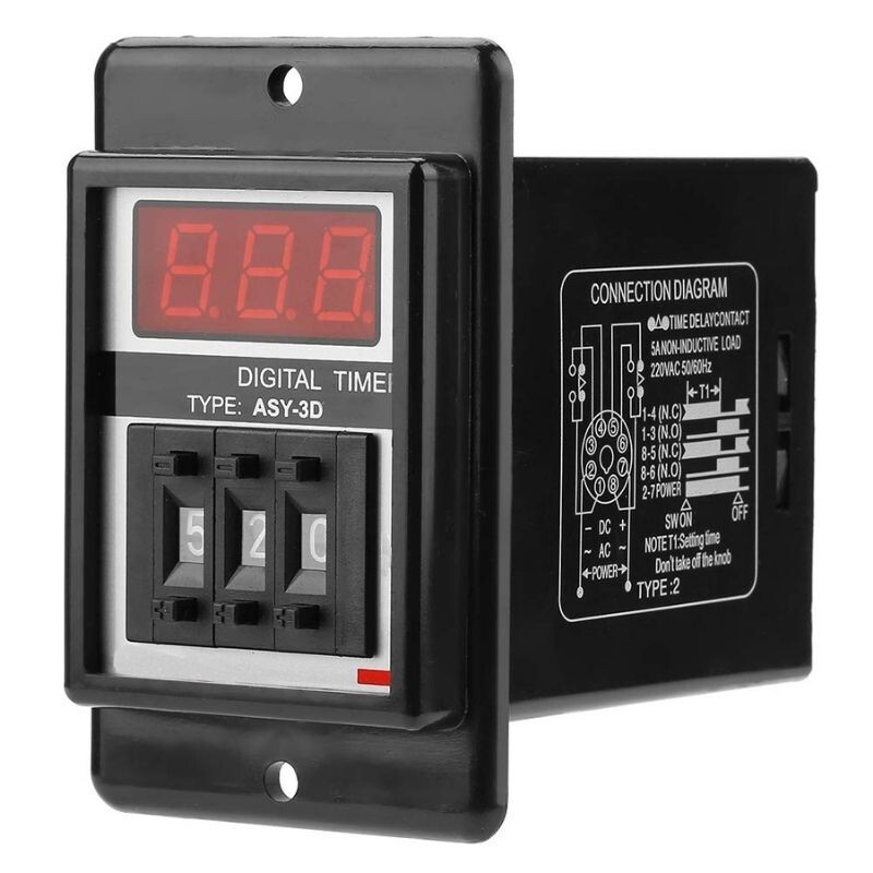  Asy-3d Dc 24v Gecikmeli Dpdt Dijital Zaman Rölesi - 99.9s