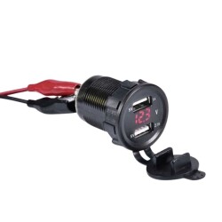 Car Phone Charger Socket 5V 2.1A Red with Voltage Indicator - 1