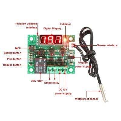 Digital Thermostat with Relay Output. Temperature Control Card - W1209 - 2