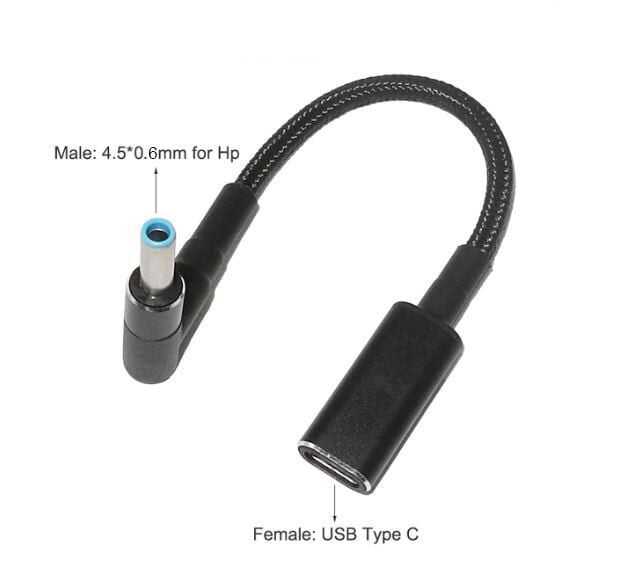 Dişi Type C - Erkek 4.5x0.6mm Hp Dönüştürücü Kablo Tip-c To 4506hp