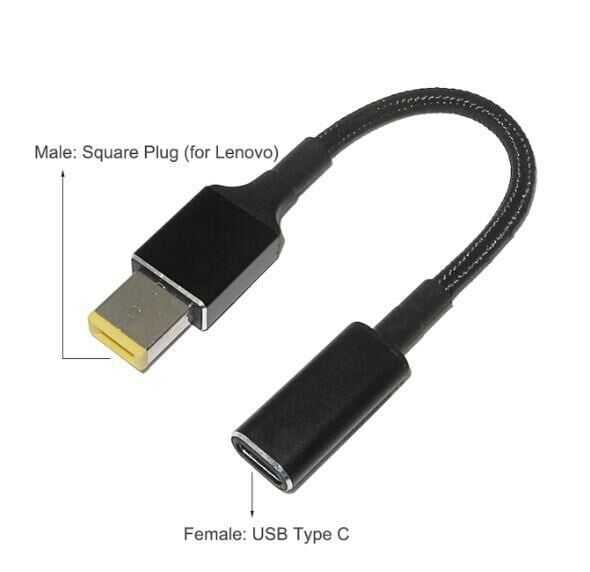  Dişi Type C - Erkek Square Plug Dönüştürücü Kablo Lenovo Uyumlu