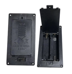 Dual 2xAA Panel Type Battery Holder with Cover and Switch - Black - 1