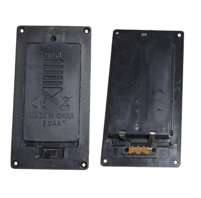 Dual 2xAA Panel Type Battery Holder with Cover and Switch - Black - 3