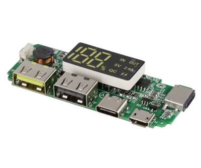 Dual USB 5V 2.4A Micro Type-C Powerbank Module with LEDs - 1