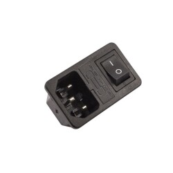 Earless Male Power Socket - IC with Non-Illuminated Switch 