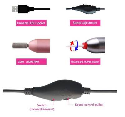 Elektrikli USB Alüminyum Tırnak Törpü Seti - Manikür Pedikür - 4