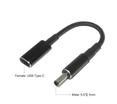 Female Type C to Male 5.5x2.1mm Jack Converter Cable Type-C to 5521 - 1