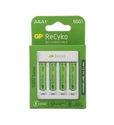 GP ReCyko+ 4'lü 950mAh AAA Şarj Edilebilir Pil + USB Pil Şarj Cihazı 