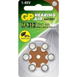 GP 6 Pack 1.4 V Hearing Aid Headphone Battery - GPZA312 