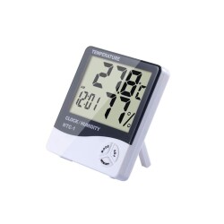 HTC-1 Digital Thermometer with Clock - Temperature and Humidity Meter - 1
