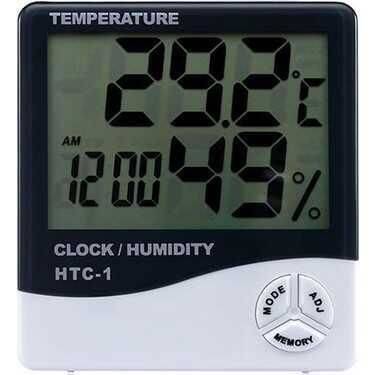 HTC-1 Digital Thermometer with Clock - Temperature and Humidity Meter - 2