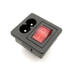 IEC320 2-Pin Male Power Socket - With Illuminated Switch 