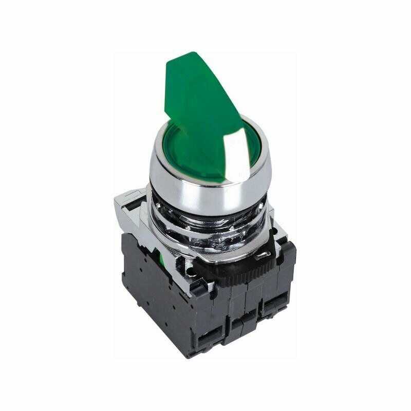 Ism-bk133m5 220v Metal Yeşil Işıklı Mandal Buton 1-0-2