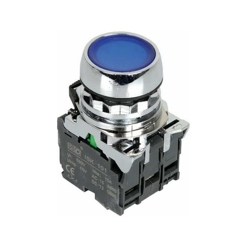  Ism-bw36b5 24v Işıklı Yaylı Metal Buton - Mavi
