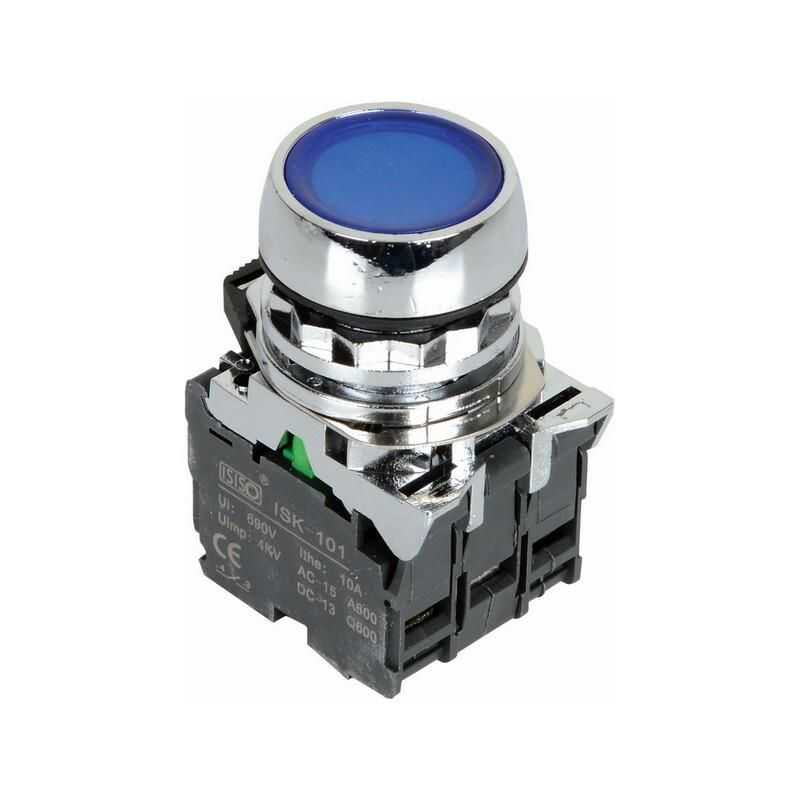  Ism-bw36m5 220v Işıklı Yaylı Metal Buton - Mavi