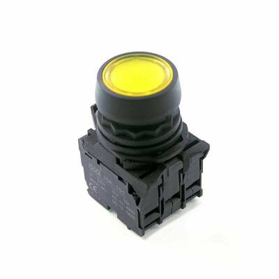 ISP-AW35B5 24V LED Illuminated Spring Button - Yellow - 1