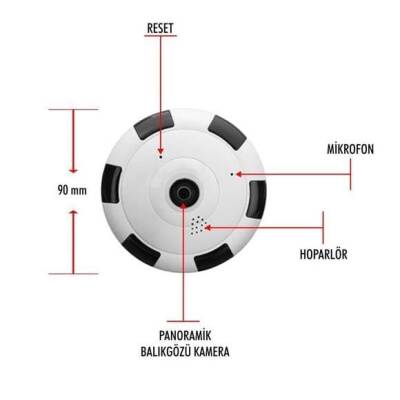 Kablosuz Panoramik Kamera 1080P Gece Görüşlü Bebek Kamerası - 2