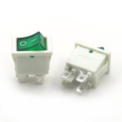 KCD1 White Green Illuminated On/Off Switch 4 Pin - 1