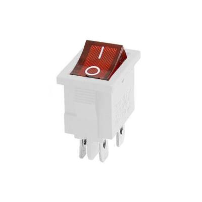 KCD1 White Red Illuminated On/Off Switch 4 Pin - 1
