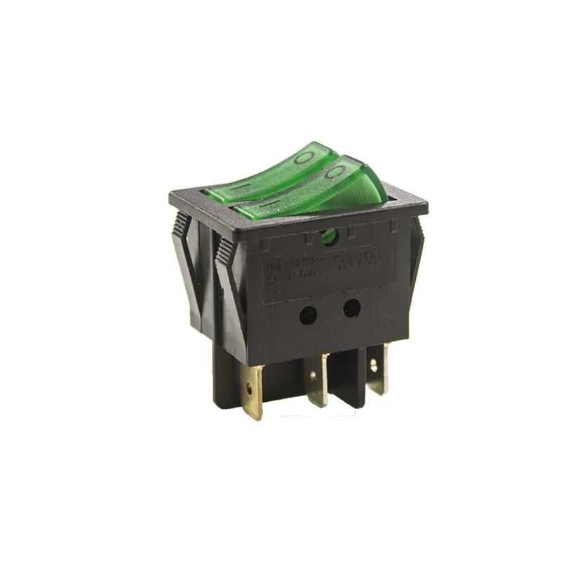 KCD4 Dual Illuminated ON-OFF Switch Green 6 Pin Motorobit - Motorobit.com