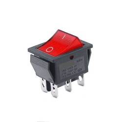 KCD4 Illuminated On/Off Switch 6 Pin - Red 