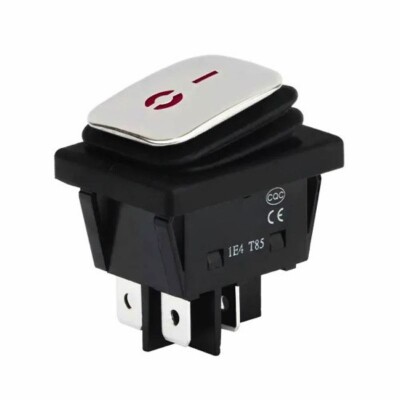 KCD4 Su Geçirmez 20A Işıklı ON-OFF Anahtar 4 Pin - Kırmızı - 1