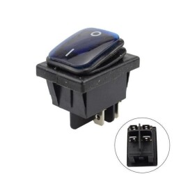 KCD4 Su Geçirmez Mavi Led Işıklı ON-OFF Anahtar 4 Pin 