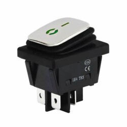 KCD4 Waterproof 20A Illuminated ON-OFF Switch 4 Pin - Green - 1