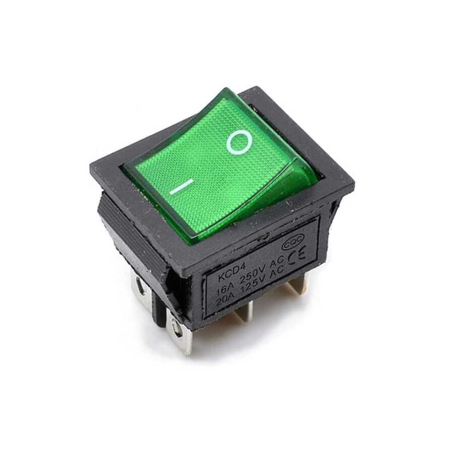  Kcd4 Yeşil Işıklı On/off Anahtar 4 Pin