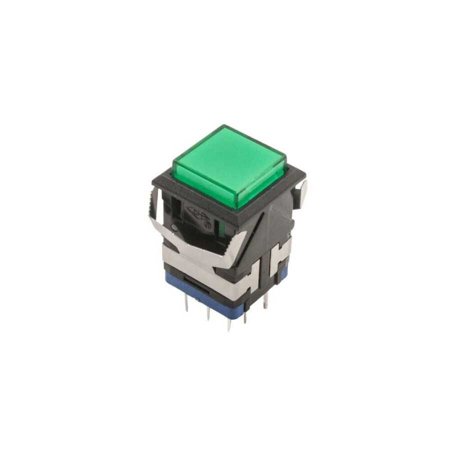  Kd2-21 19mm Işıklı Anahtarlı Push Buton - Yeşil
