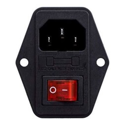 Male Power Socket with Ear - With Illuminated Switch 