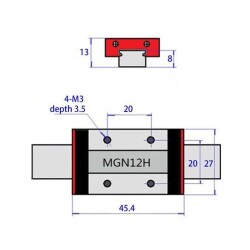 MGN12H Ball Bearing Block - MGN12H Car - 2