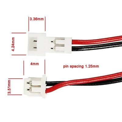 Micro JST 1.25 2 Pin Male and Female Connector - 3