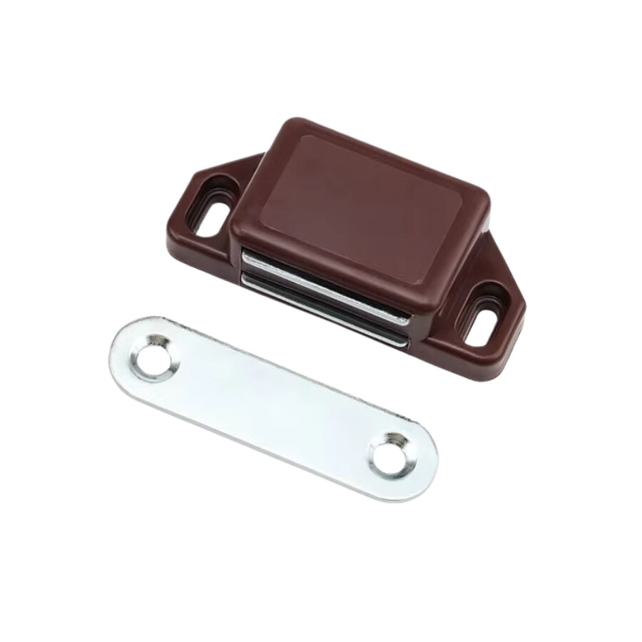  Mıknatıslı Plastik Mobilya Kapak Kilidi 36x25x15mm - Kahverengi