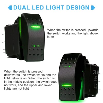 ON-OFF Green Light Switch 5-Pin 12V-24V Motorobit - Motorobit.com