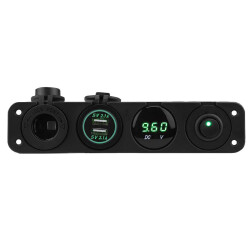 ON-OFF Yeşil Nokta Anahtarlı 2x5V USB Çakmaklık ve Voltaj Göstergeli Marine Panel - 1