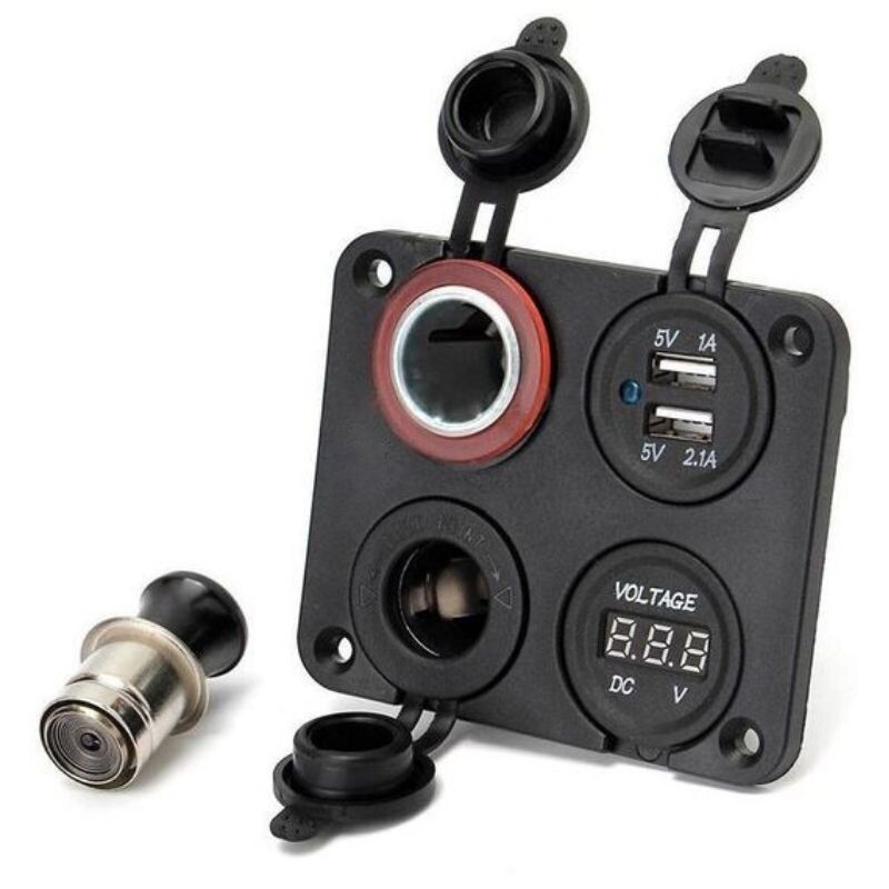  Oto Çakmak, Dişi Çakmaklık Soketi, Voltaj Göstergesi Ve 2x5v Usb Marine Panel