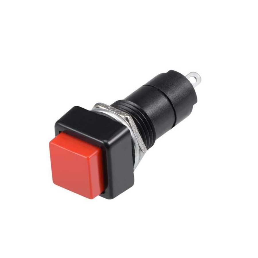 Pbs-306b 12mm Yaylı Push Buton - Kırmızı