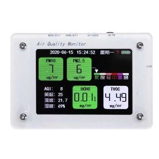  Pm2.5 Tvoc Co2 Hcho Aqı Hava Kalitesi Monitörü - A2