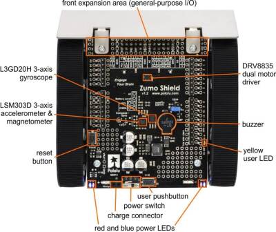 Pololu Zumo Robot Arduino Compatible v1.2 (75:1 HP Motor) - 2