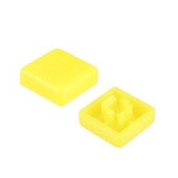 Tact Switch Kapağı Kare Sarı- 10x10x5mm ile Uyumlu - 1
