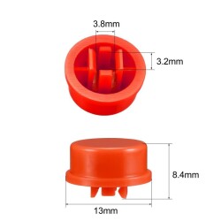 Tact Switch Kapağı Yuvarlak Kırmızı - 12x12x7.3mm ile Uyumlu - 2